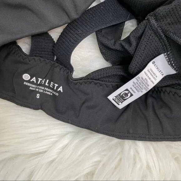 Athleta Zone Sports Bra Womens Sz Small Black Peek-A-Boo Workout Crop Top 354120 - Picture 5 of 5